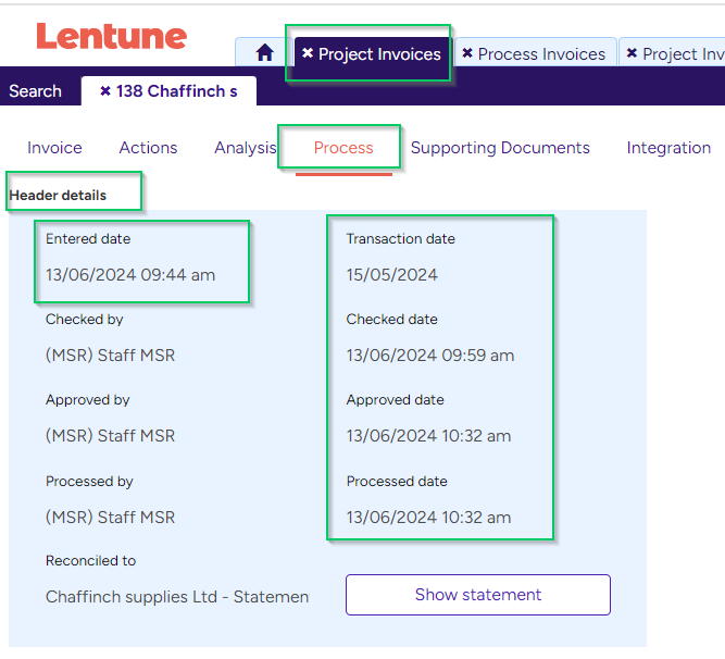 invoice process screen -3